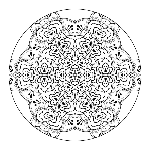 Vettore outline mandala per libro da colorare. ornamento decorativo rotondo. modello di terapia antistress