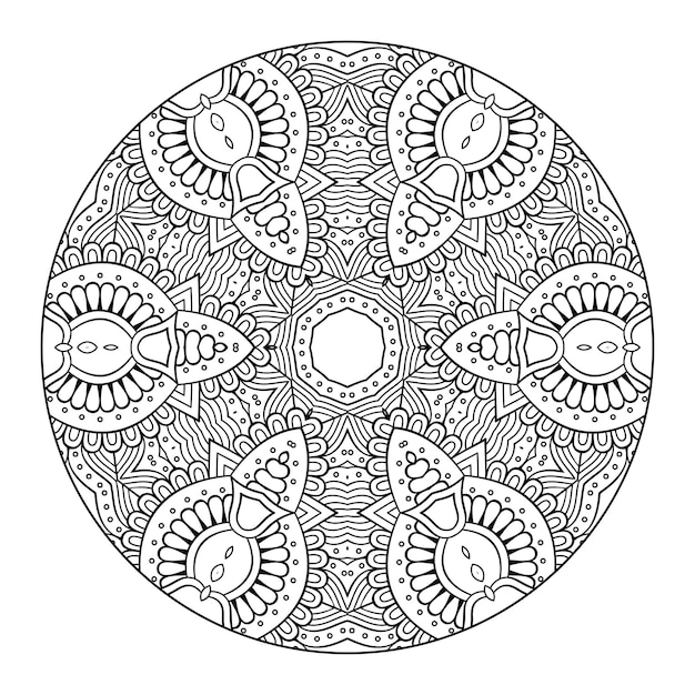 Outline mandala per libro da colorare. ornamento decorativo rotondo. modello di terapia antistress