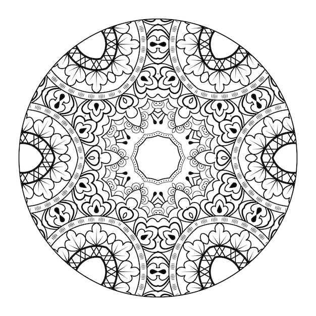 Outline mandala per libro da colorare. ornamento decorativo rotondo. modello di terapia antistress