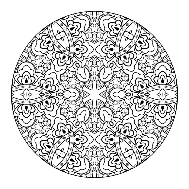 Vettore outline mandala per libro da colorare. ornamento decorativo rotondo. modello di terapia antistress