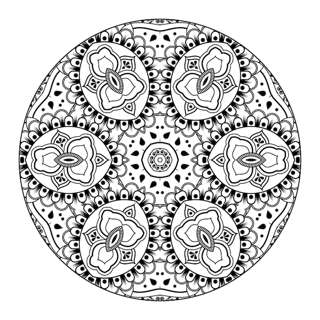 Vettore outline mandala per libro da colorare. ornamento decorativo rotondo. modello di terapia antistress