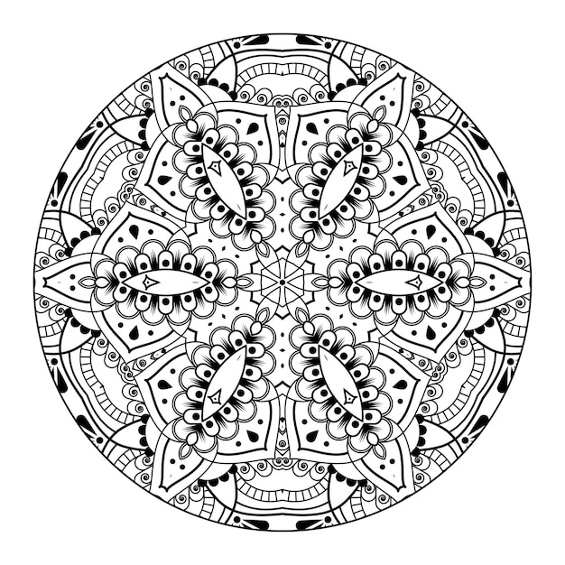 Outline mandala per libro da colorare. ornamento decorativo rotondo. modello di terapia antistress