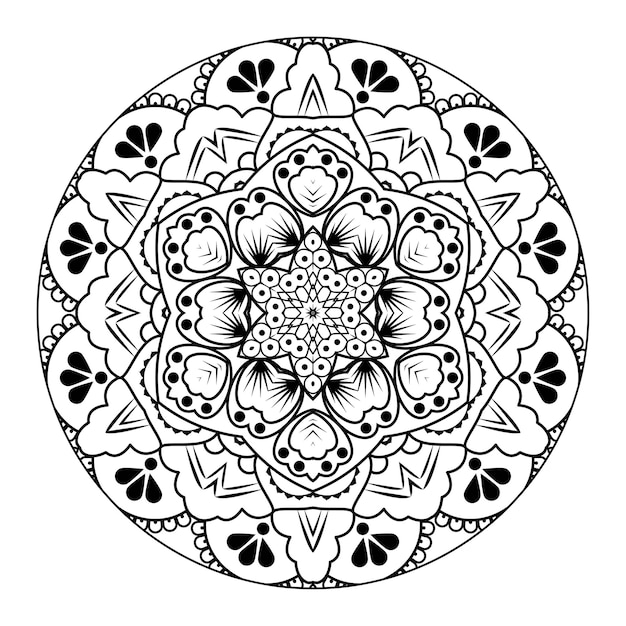 Outline mandala per libro da colorare. ornamento decorativo rotondo. modello di terapia antistress