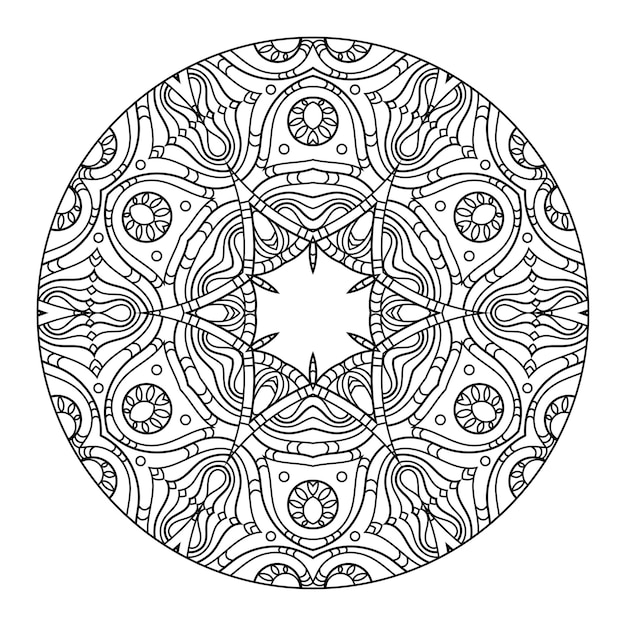 Outline mandala for coloring book. decorative round ornament. anti-stress therapy pattern