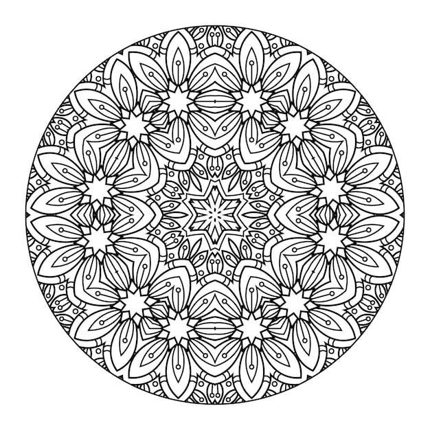 Vettore outline mandala per libro da colorare. ornamento decorativo rotondo. modello di terapia antistress