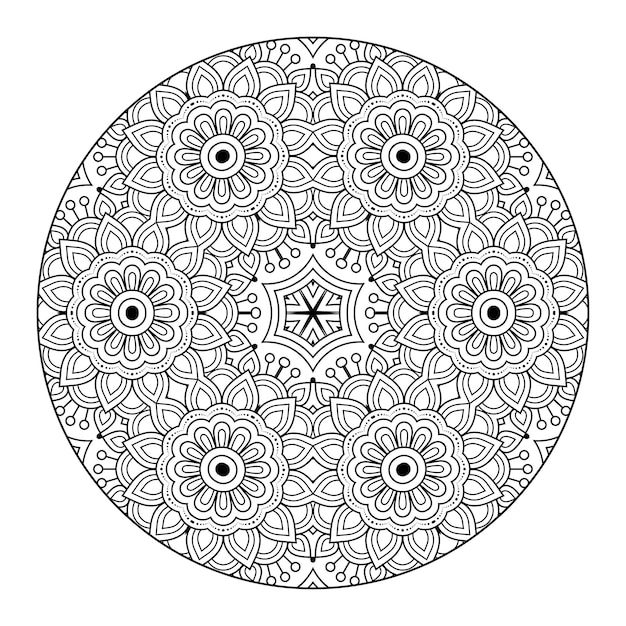 Vector outline mandala for coloring book. decorative round ornament. anti-stress therapy pattern