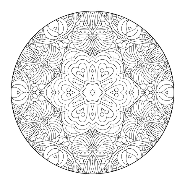 Vector outline mandala for coloring book. decorative round ornament. anti-stress therapy pattern