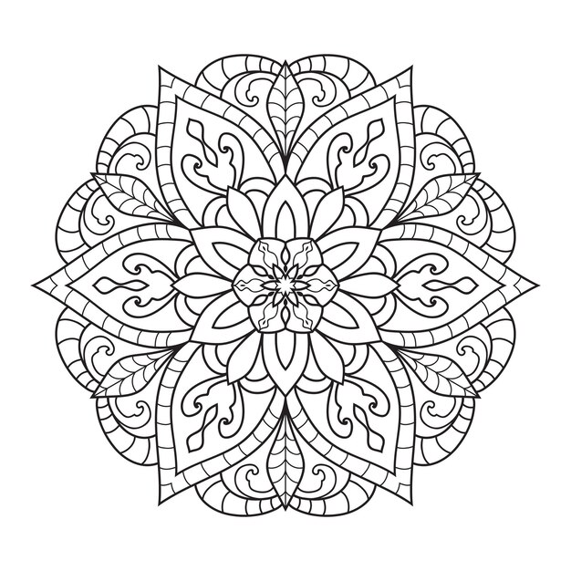 Outline mandala for coloring book. decorative round ornament. anti-stress therapy pattern.