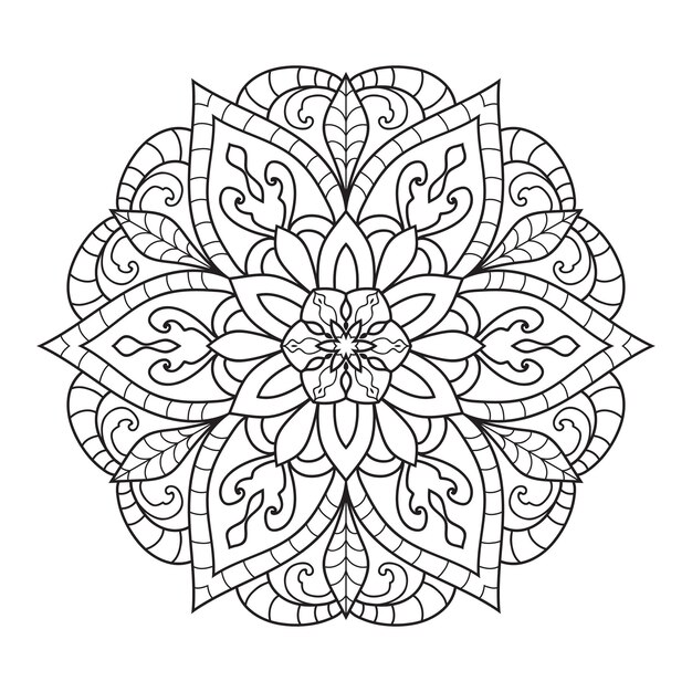 Outline mandala per libro da colorare. ornamento decorativo rotondo. modello di terapia antistress