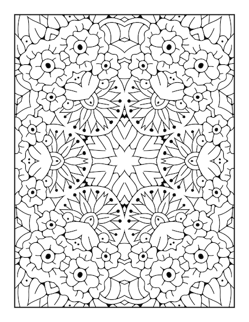 Outline mandala coloring page for coloring book and adult coloring page with black white line art