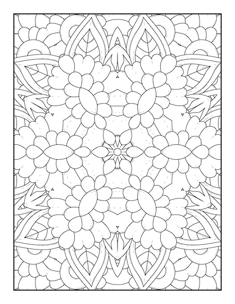 Outline mandala coloring page for coloring book and adult coloring page with black white line art