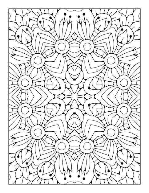 Pagina da colorare di contorno mandala per libro da colorare e pagina da colorare per adulti con linea bianca nera art