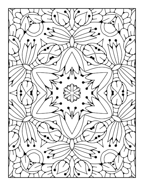 Outline mandala coloring page for coloring book and adult coloring page with black white line art