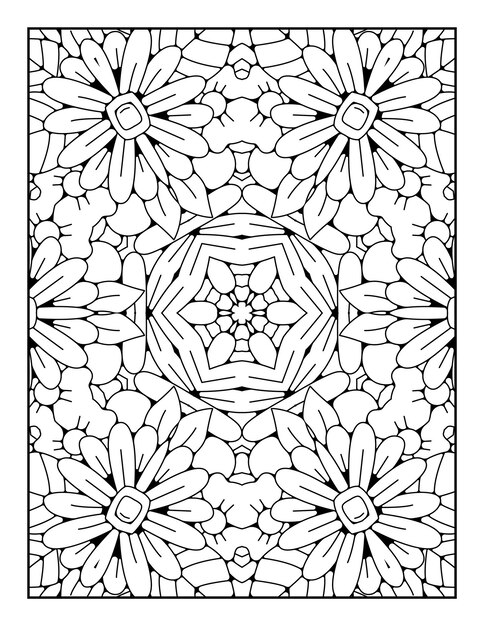 Pagina da colorare di contorno mandala per libro da colorare e pagina da colorare per adulti con linea bianca nera art