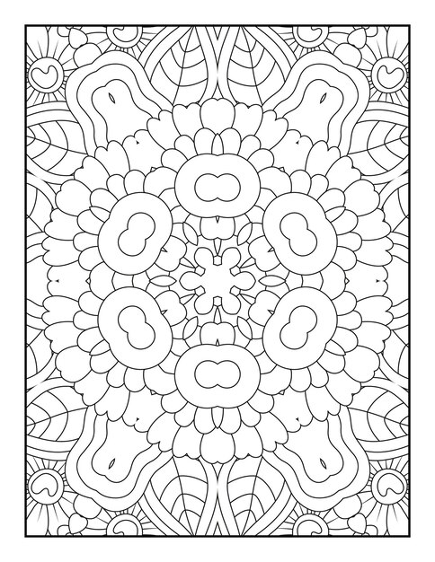 Outline mandala coloring page for coloring book and adult coloring page with black white line art