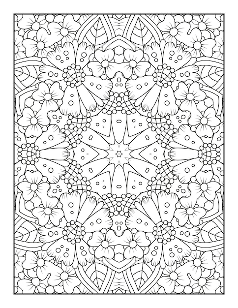 Outline mandala coloring page for coloring book and adult coloring page with black white line art