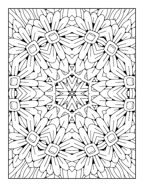 Pagina da colorare di contorno mandala per libro da colorare e pagina da colorare per adulti con linea bianca nera art