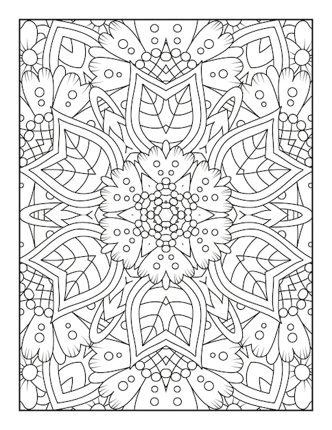 Outline mandala coloring page for coloring book and adult coloring page with black white line art