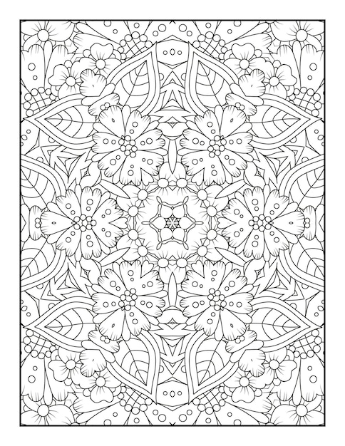 Outline mandala coloring page for coloring book and adult coloring page with black white line art