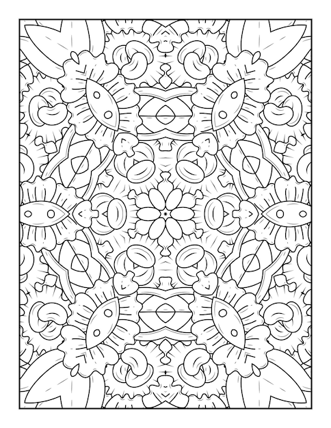 Outline mandala coloring page for coloring book and adult coloring page with black white line art