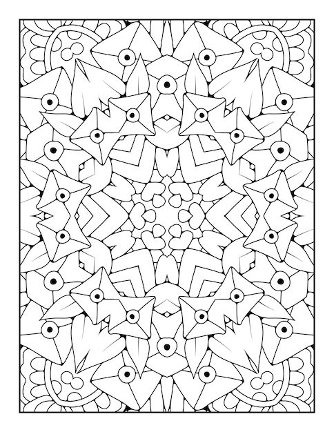 Outline mandala coloring page for coloring book and adult coloring page with black white line art