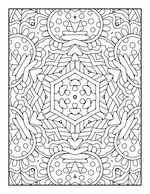 Outline mandala coloring page for coloring book and adult coloring page with black white line art