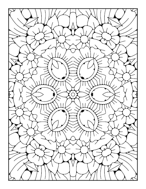 Outline mandala coloring page for coloring book and adult coloring page with black white line art