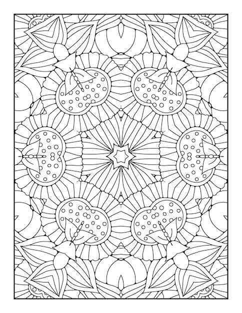 색칠 공부를 위한 만다라 색칠 페이지 및 검정 흰색 라인 아트가 있는 성인 색칠 페이지