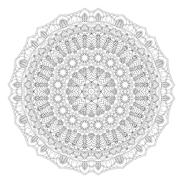 Mandala di contorno per colorare sfondo ornamentale con disegno geometrico circolare