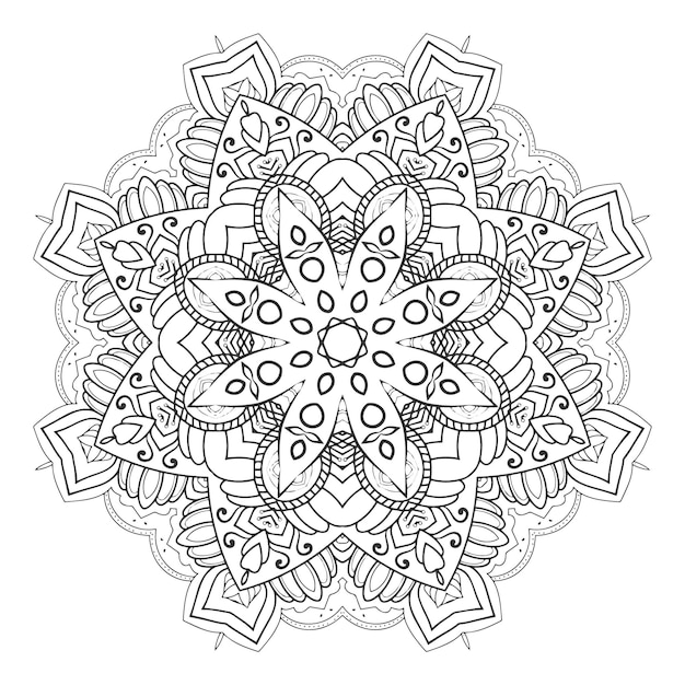 Mandala di contorno per colorare sfondo ornamentale con disegno geometrico circolare