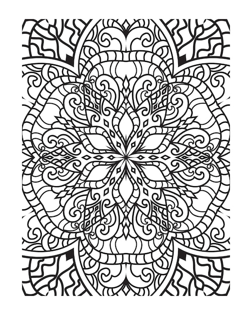 Vector outline mandala design for coloring page