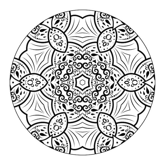 Вектор Наброски мандала для раскраски. декоративный круглый орнамент. антистрессовая терапия