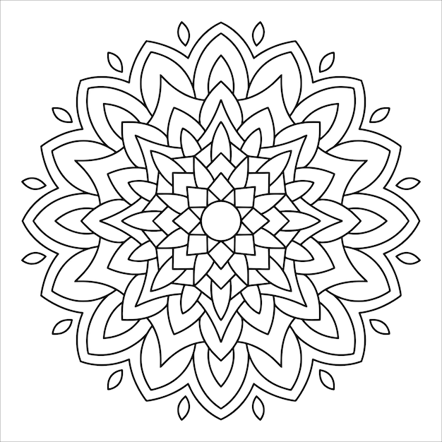 Outline mandala pattern antistress da colorare per adulti illustrazione disegnata a mano