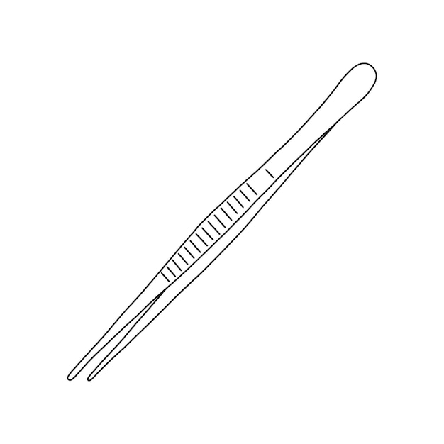 Outline medical tweezers on the white background Vector isolated illustration of professional