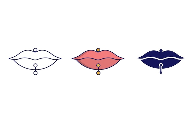 Vector outline mouth piercing vector icon