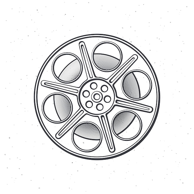 필름 재고 전면 보기의 개요 레트로 시네마 스트립 빈티지 카메라 릴 벡터 일러스트 레이 션