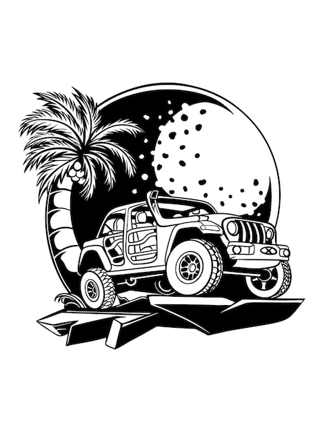 Outline offroad car vector illustration design