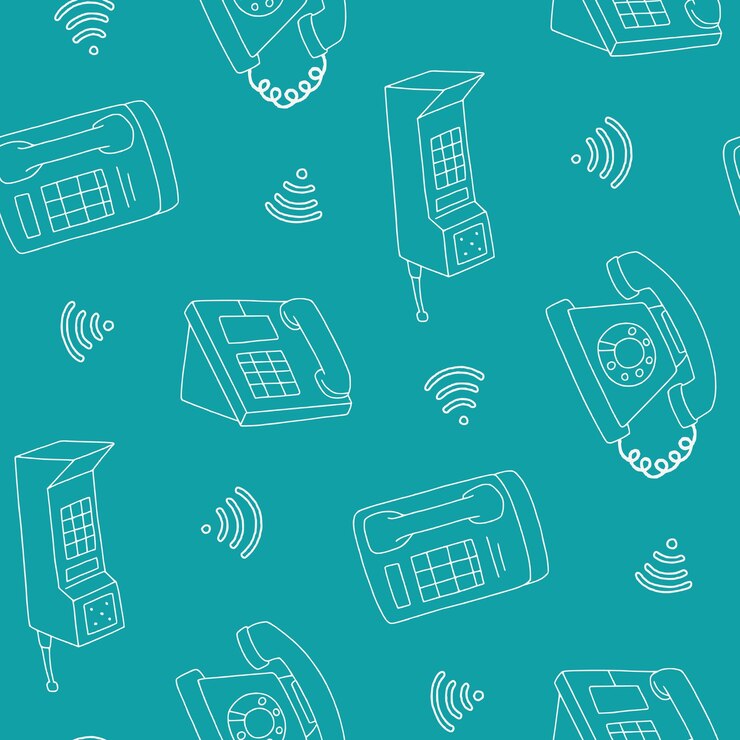 वेक्टर outline phone call signal vector seamless pattern illustration design
