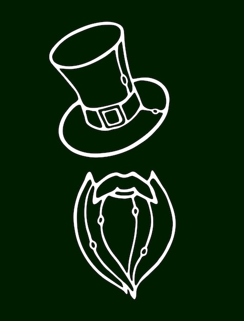 Outline Portrait Irish Man with Beard and mustache in hat Doodle Saint Patricks Day Premium Vector