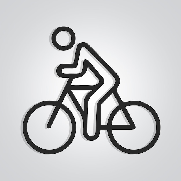 Outline the racing bicycle unique icon and cycle logo with a silver background Vector illustration