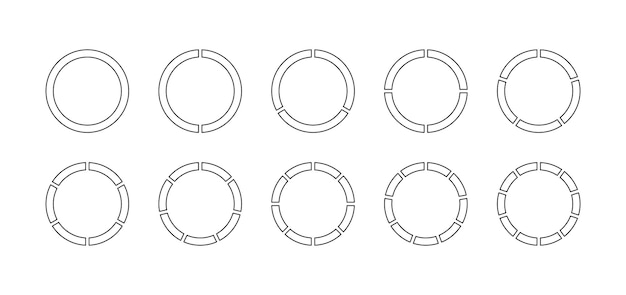 Контурная кольцевая диаграмма Шаблон круговой диаграммы, разделенный на части График круглого сечения Круговая структура Набор схем