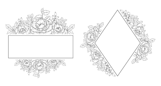 Outline rose flower frame decoration