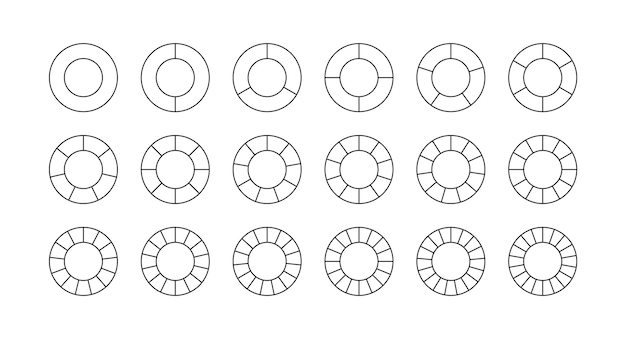ベクトル 要素を含むアウトライン円形構造テンプレート 円グラフ 部分に分割された円グラフ 円断面グラフ