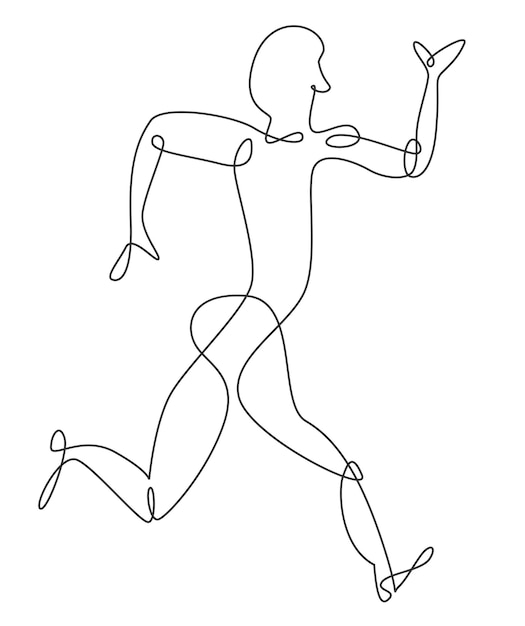 Outline of a running person curved lines