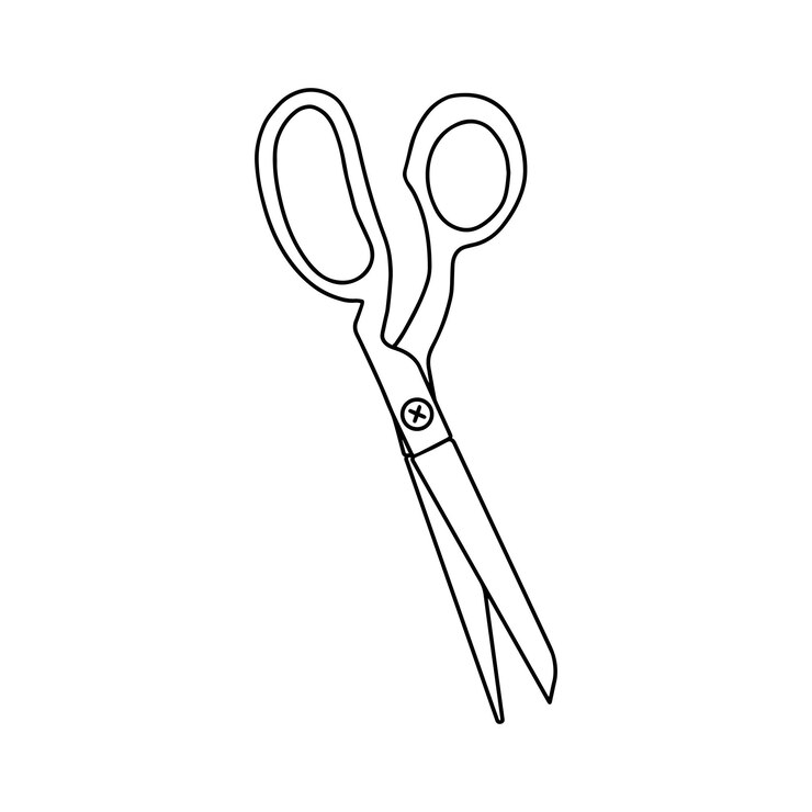 Vector outline scissors icon doodle black and white illustration