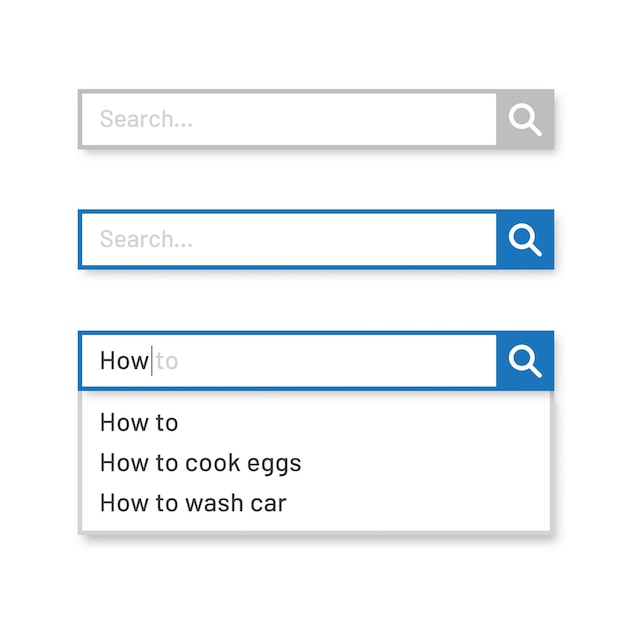 Outline search bar set for website