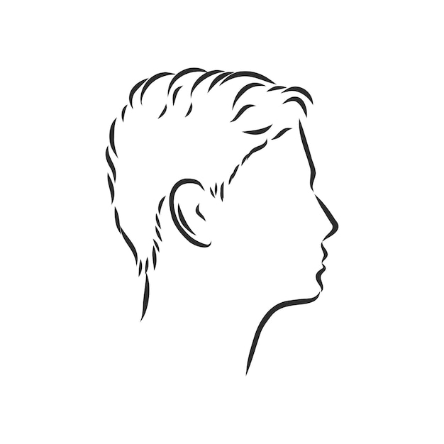 Vector outline side profile of a human male head. male profile vector sketch illustration