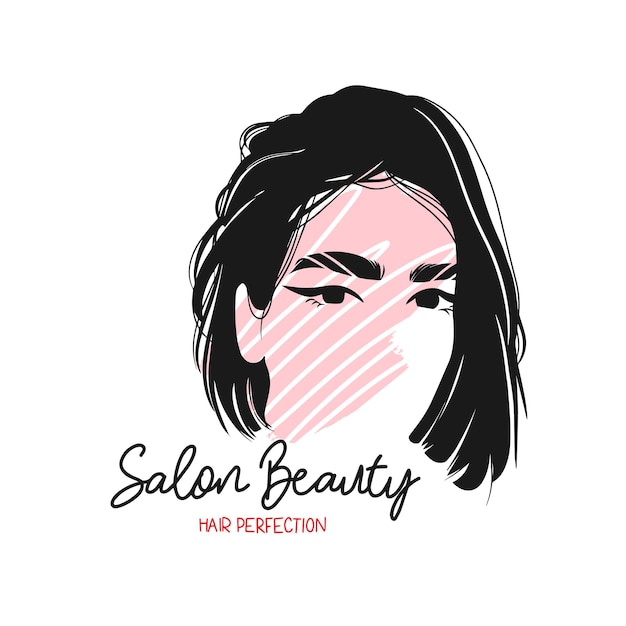 Outline silhouette of a girl with beautiful eyebrows and hair Hair Perfect beauty salon logo