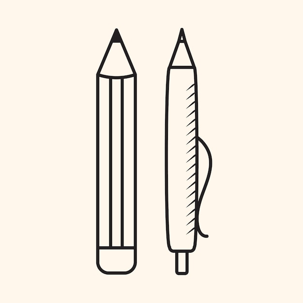 Premium Vector  Outline sketch of pen and pencil school and college  stationery doodle elements