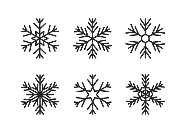 Outline snowflakes vector icons set